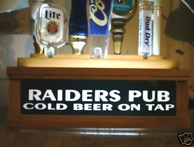 Lighted RAIDERS PUB 7 tap handle kegerator display  