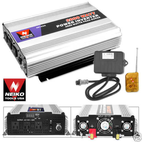 2000/4000 WATT 12 VOLT 12V CAR DC TO AC AUTO POWER INVERTER WITH 