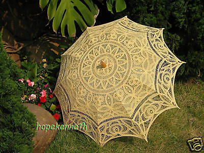 Battenburg full lace Yellow wedding parasol umbrella  