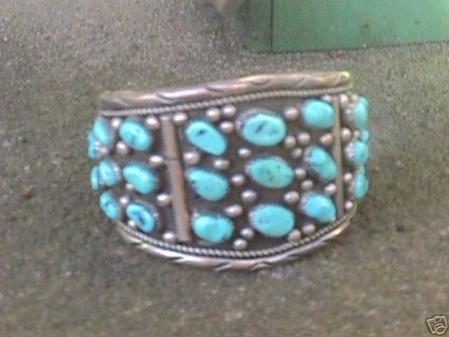 Native American Navajo bracelet silver turquoise dead p  