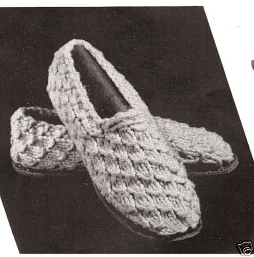 Vintage Mens Knit Slipper Pattern knitting knitted  