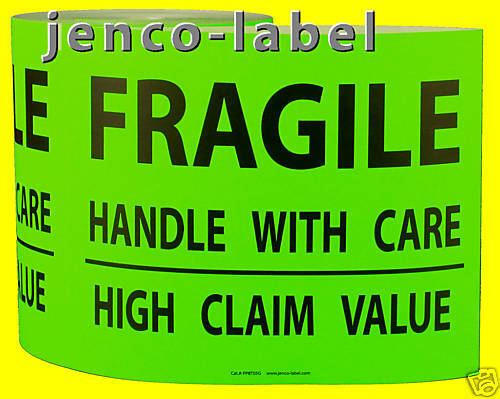 PP8T05G,250 8X10 FRAGILE HANDLE WITH CARE Pallet Label  