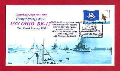 GREAT WHITE FLEET USS OHIO BB 12 Battleship Blue Cachet  